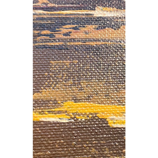 Wood 1960s Mid-Century Modern Abstract Cityscape Painting Signed R. Styles For Sale - Image 7 of 9