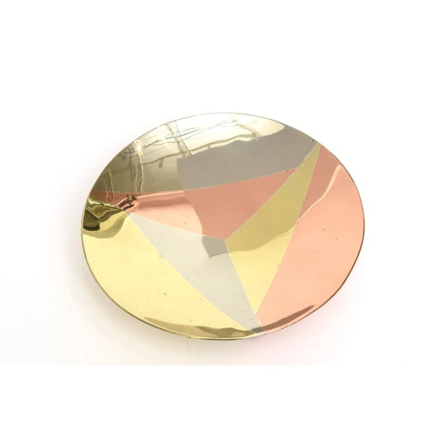 Vintage Three Metal Signed Copper, Brass and Silver-Plate Bowl on 3 Ball Feet Polished For Sale In Miami - Image 6 of 10