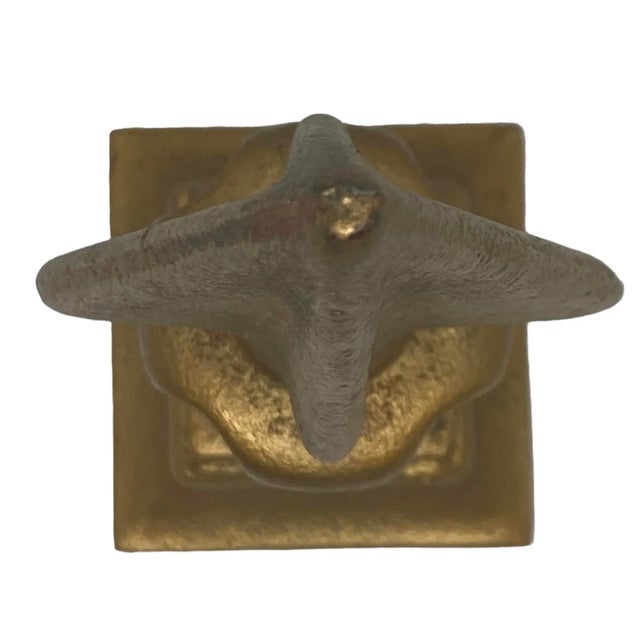 Metal Contemporary Decorative Cast Iron Gold Painted Arrow Finial For Sale - Image 7 of 13