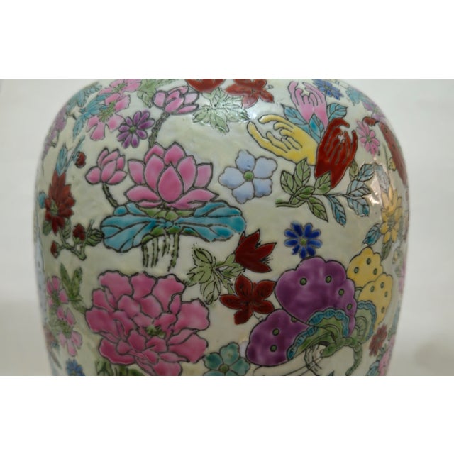 Mid Century Chinese Mille Fleurs Porcelain Vase For Sale - Image 10 of 16