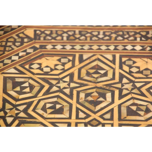 Moorish Moroccan Octagonal Pedestal Tables Inlaid with Mosaic Marquetry - A Pair For Sale - Image 9 of 13
