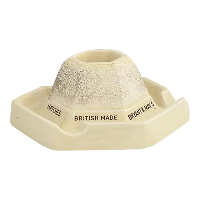 Midcentury English Minton's Bryant & Mays Matches Matchstriker W/ Ashtray For Sale
