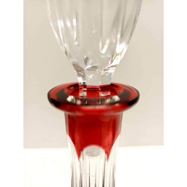 Red Bohemian Transparent and Red Crystal Decanter Bottle from Dresden Crystal, Italy, 1960s For Sale - Image 8 of 13