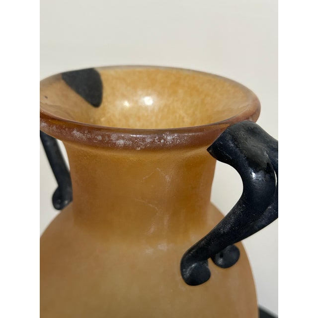 Amber Murano Glass Amphora Scavo Vase Frosted Amber Gold Table Vase Ea Made in Italy For Sale - Image 8 of 12