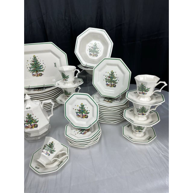 Off-white Vintage 1990s Nikko Christmastime 77-Piece Fine Ironstone Dinnerware & Serving Set - Service for 12 For Sale - Image 8 of 13