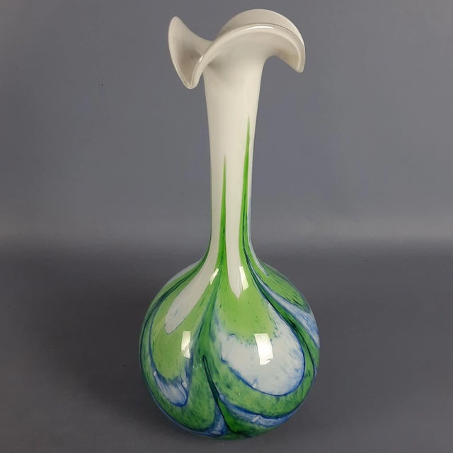 Modern Wavy Green and Blue Murano Glass Vase by Carlo Moretti, 1970s For Sale - Image 11 of 11