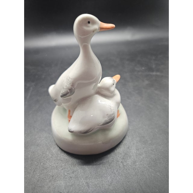 Vintage Aquincum Hungary Vintage Porcelain White Ducks Figurine For Sale - Image 4 of 5