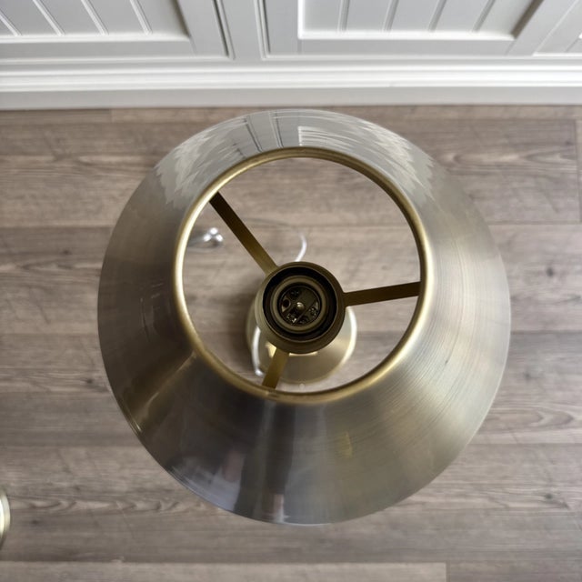 Ralph Lauren Ralph Lauren Home Brass & Leather Candlestick Buffet Lamp For Sale - Image 4 of 9