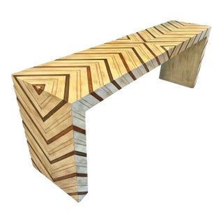 1960s Vintage Phyllis Morris Carved Chevron Console Table For Sale