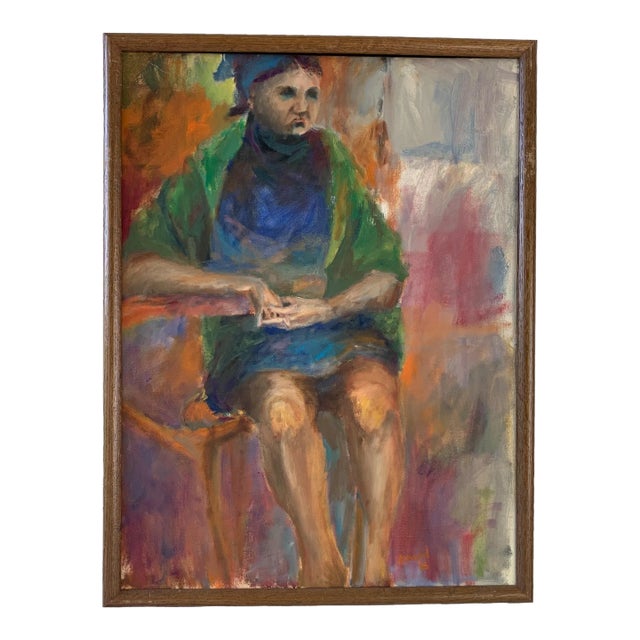 1966 Richard Amend Impressionist Acrylic Painting on Board of a Seated Woman For Sale