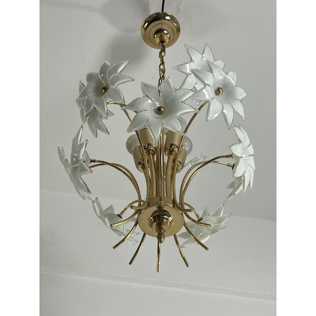 Mid-Century Italian Murano Glass Floral Chandelier, 1970s For Sale - Image 9 of 9