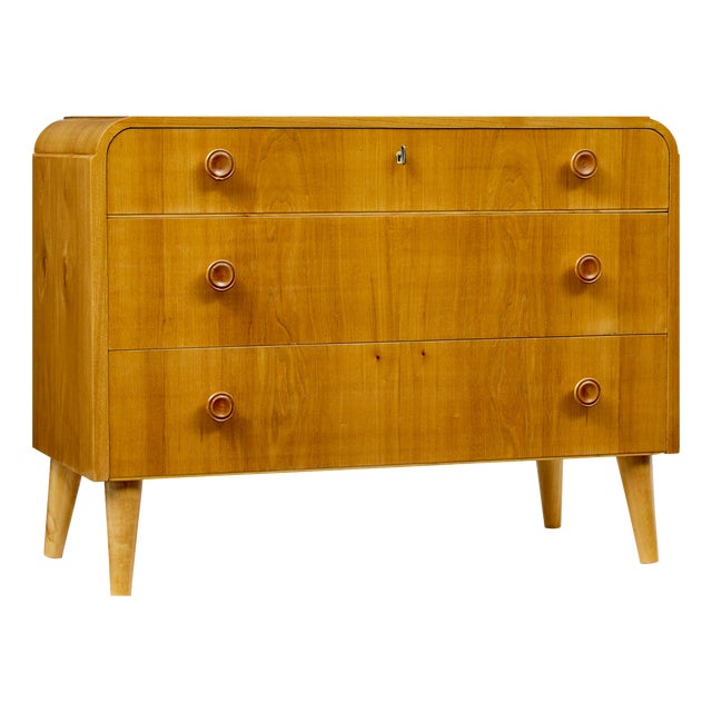 Mid-Century Swedish Elm Chest of Drawers, 1940s For Sale