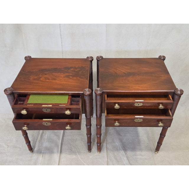 Antique Mahogany Federal Style Nightstands With Interior Slant Desk - A Pair For Sale In Denver - Image 6 of 18