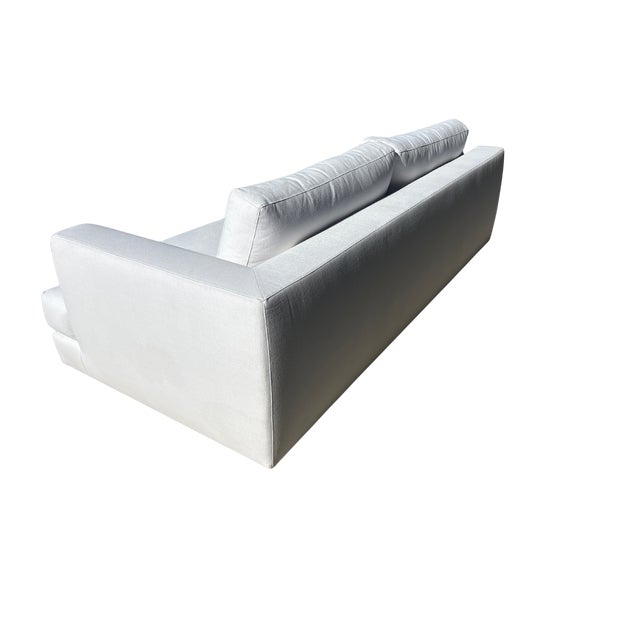 Rh Monza Bench-Cushion Sofa – 8’ Luxe Depth in White Performance Linen Weave (Made in Italy) For Sale - Image 9 of 15