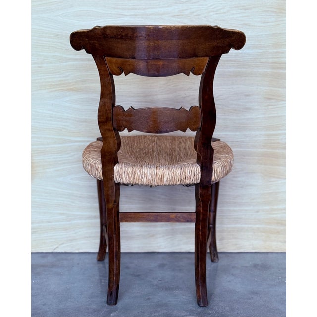 Wood 19th Set of Six Spain Dining Chairs with Wide Cane Seats For Sale - Image 7 of 18