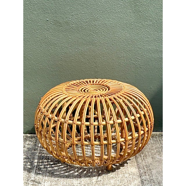 Vintage Italian Stick Rattan Ottoman After Albini For Sale In West Palm - Image 6 of 12