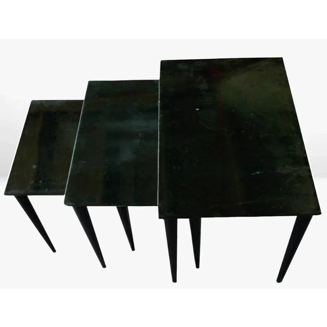 Aldo Tura Emerald Green Parchment Nesting Coffee Tables by Aldo Tura, 1955, Set of 3 For Sale - Image 4 of 4