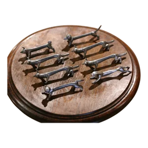 Mid-Century French Silvered Metal Animal Knife Rests - Set of 8