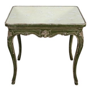 French Provincial Antiqued Mirrored Side Table For Sale