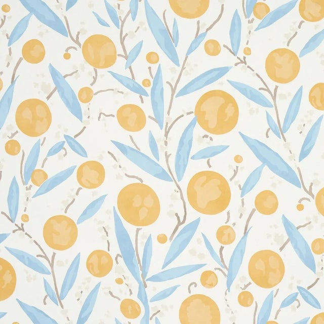 Not Yet Made - Made To Order Schumacher Mirabelle Wallpaper in Yellow & Sky - 10 Yards For Sale - Image 5 of 5
