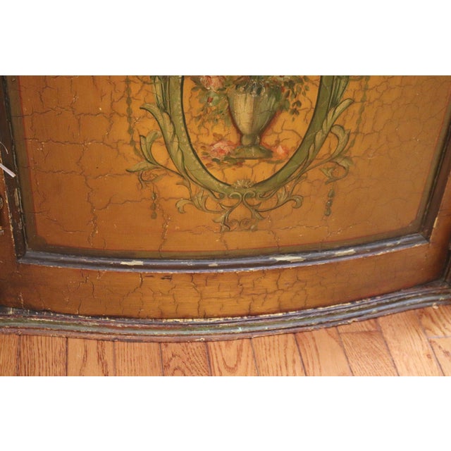 Vintage Neoclassical Demilune Console Cabinet – Hand-Painted Floral Medallion For Sale - Image 11 of 11
