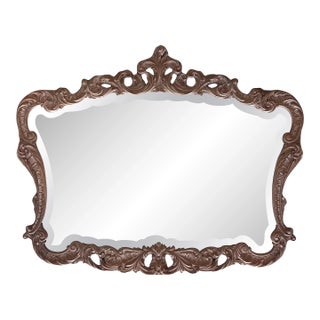 Spanish 20th Baroque Style Carved Walnut Ormolu Large Mirror For Sale