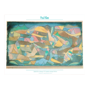 After Paul Klee - "Playing Fish" Vintage Art Print Lithography 1989 80s