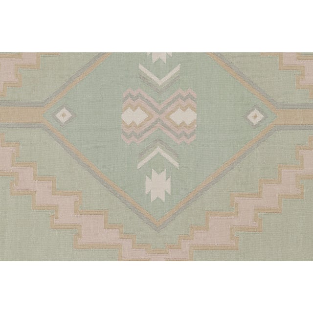 Contemporary Rug & Kilim’s Contemporary Dhurrie Rug in Bright Green With Geometric Patterns For Sale - Image 3 of 7