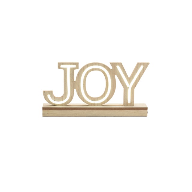 Kenneth Ludwig Chicago LED Joy and Merry Tabletop Sign (Set of 2) For Sale - Image 4 of 5
