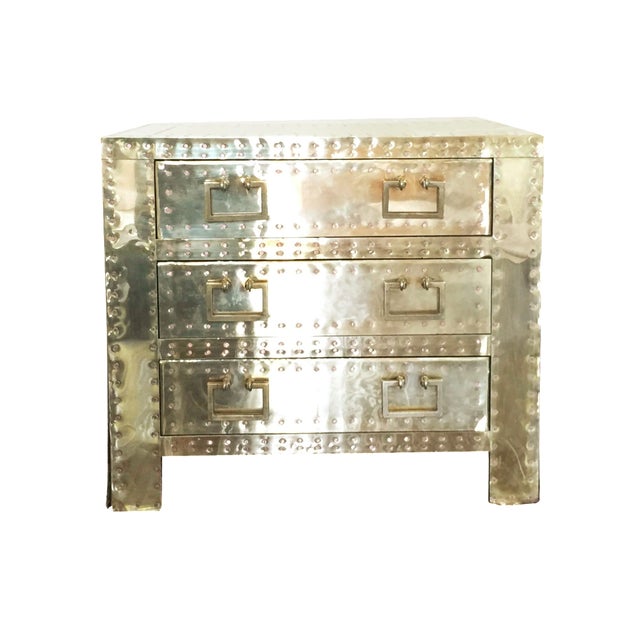 Sarreid Brass 3Drawer Nightstand Chairish