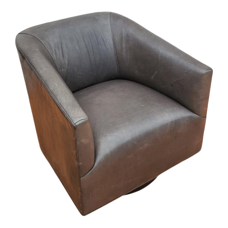 Restoration Hardware "1950s" Italian Shelter Arm Leather Swivel Chair