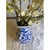 Ceramic Large 14" Vintage Chinese Blue and White Hexagonal Vase - Scrolling Lotus Design For Sale - Image 7 of 10