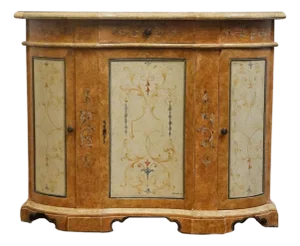 Neiman Marcus Hand Painted Italian Neoclassical Tuscan Style 42" Serpentine Console Cabinet