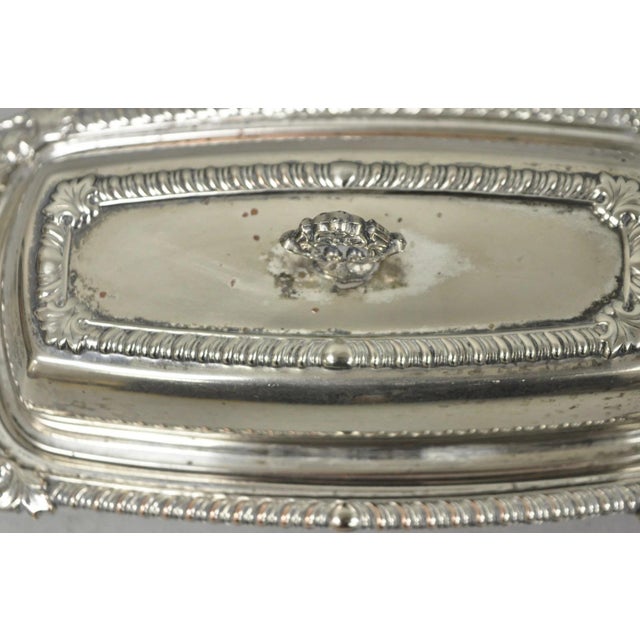 Mid 20th Century Vintage Victorian Silver Plated Repousse Covered Butter Dish W/ Glass Liner For Sale - Image 5 of 16