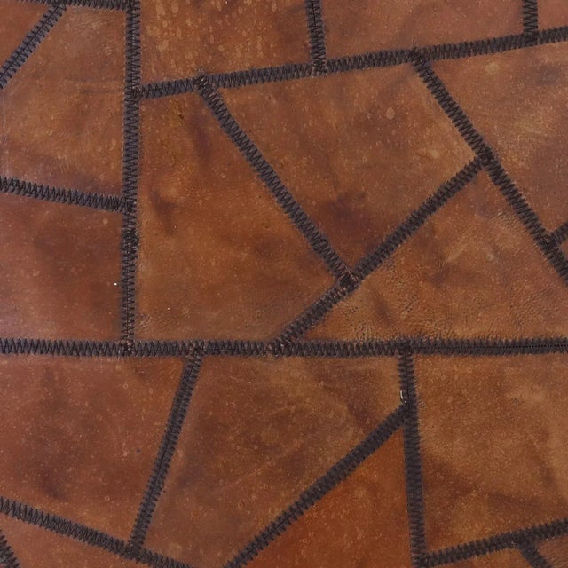 Mid 20th Century Drum Form Rattan and Leather Coffee Table For Sale - Image 5 of 10