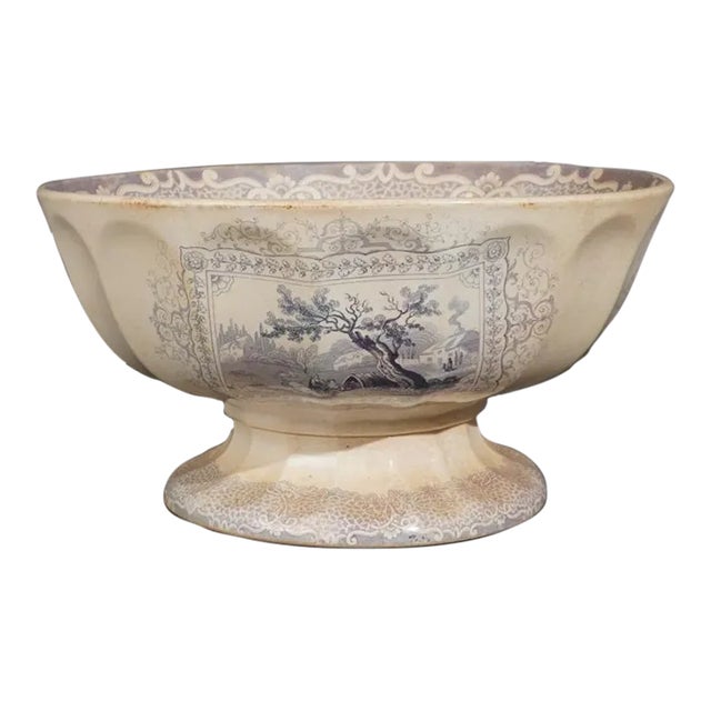 Gipsy Transfer Decorated English Ironstone Pedestal Bowl For Sale