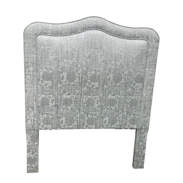 Celadon Pair of Vintage Jacquard Upholstered Twin Headboards For Sale - Image 8 of 9