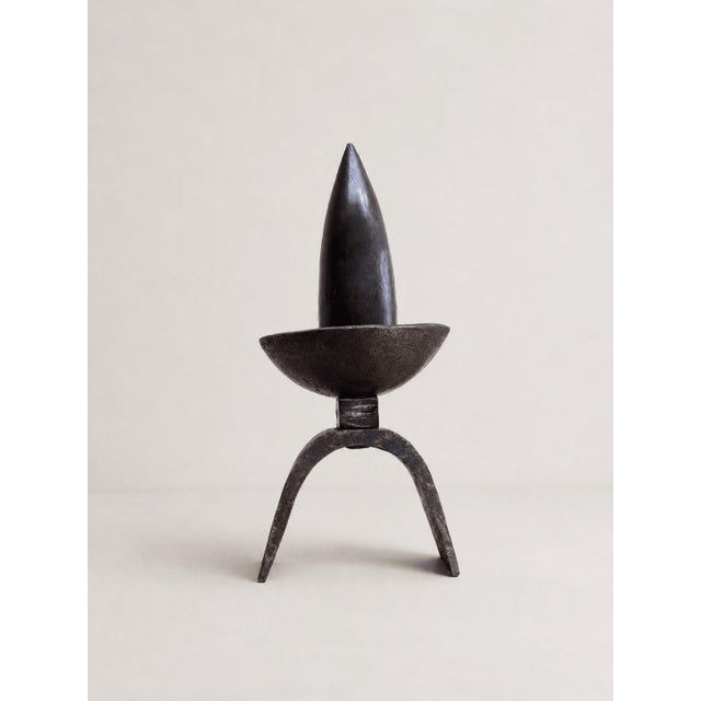 Brutalist Forged Bronze Pricket Candlesticks, 1960s, Set of 2 For Sale - Image 4 of 9