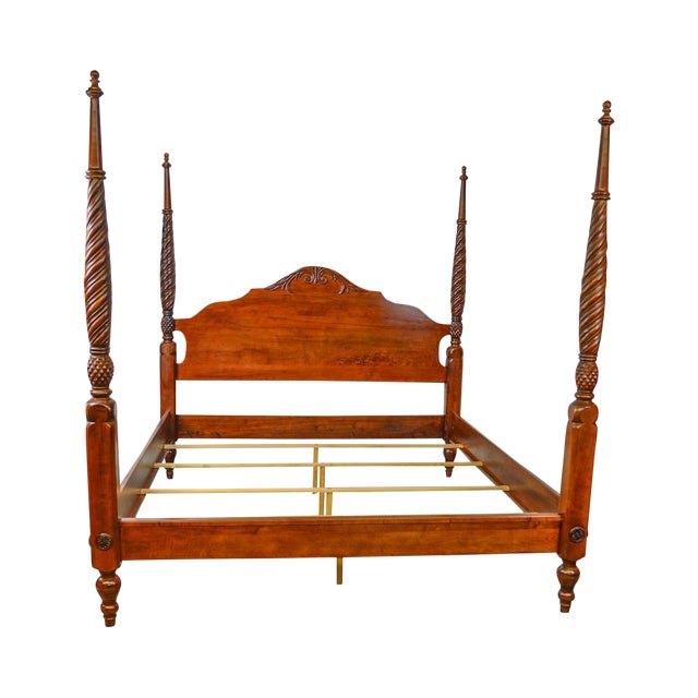 Ethan Allen British Classics King Size Cinnabar Plantation Poster Bed