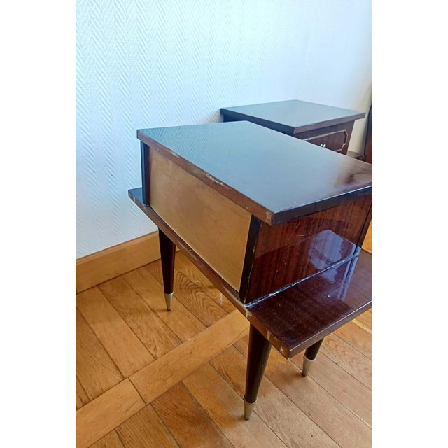 Mid-Century Lacquered Wood Bedside Tables, 1950s, Set of 2 For Sale - Image 13 of 16