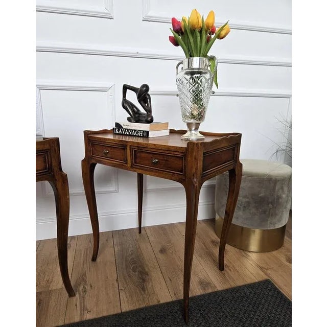 Gold Mid-Century Modern Italian Rustic Wood Nightstands, 1950s, Set of 2 For Sale - Image 8 of 11