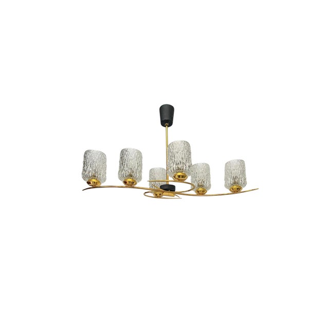 Vintage French Pendant Light in Brass and Glass, 1960s For Sale - Image 12 of 12