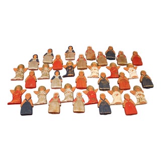 Scandinavian Decorative Hand-Painted Terracotta Christmas Figurines, 2000s, Set of 35 For Sale