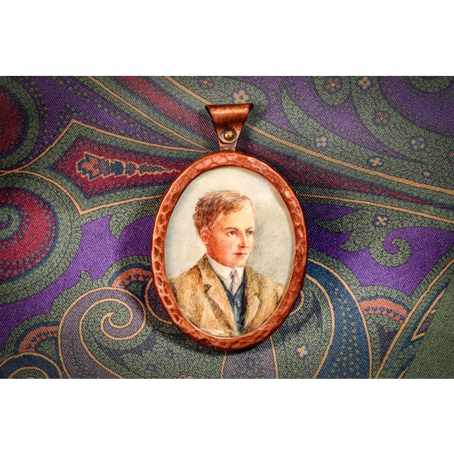 This exquisite antique portrait miniature, dating back to circa 1905, is a timeless work of art that beautifully captures...