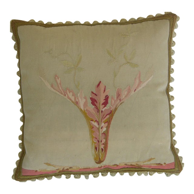 Antique French Aubusson Tapestry Pillow For Sale