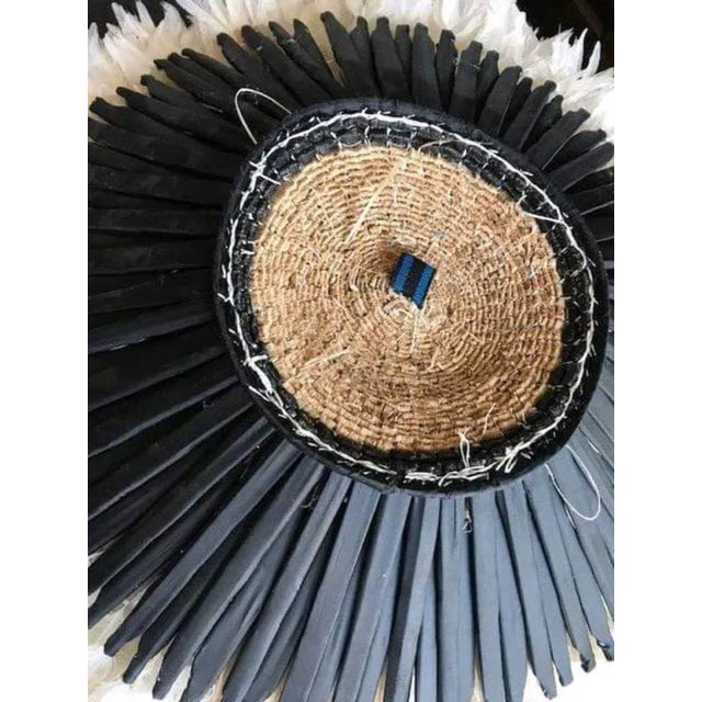 White Feather Juju Hat: Boho Wall Decor, Handmade Bamileke For Sale - Image 4 of 10