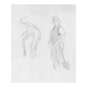 1930s Henry Gasser Figure With Shovel Drawing