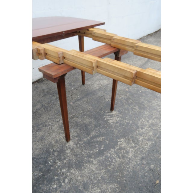 Brown Mahogany Inlay Console Card Dinette Dining Extension Table 6082 For Sale - Image 8 of 17