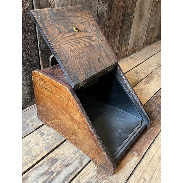Wood Antique English Oak Coal Bin For Sale - Image 7 of 10