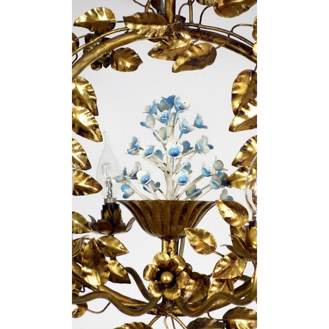 Gold-Plated Metal Flowers Wall Light, 1940s For Sale - Image 14 of 18